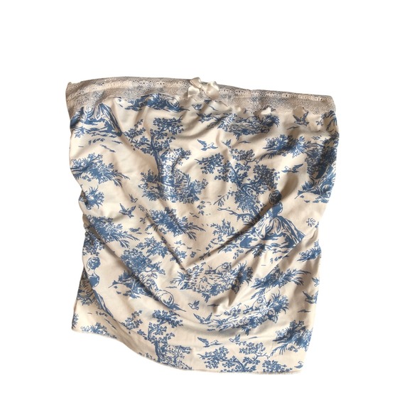 SHEIN Tops - Blue Toile Victorian Lace Trim Cottagecore Tube Top Romantic  Coquette Bow Small